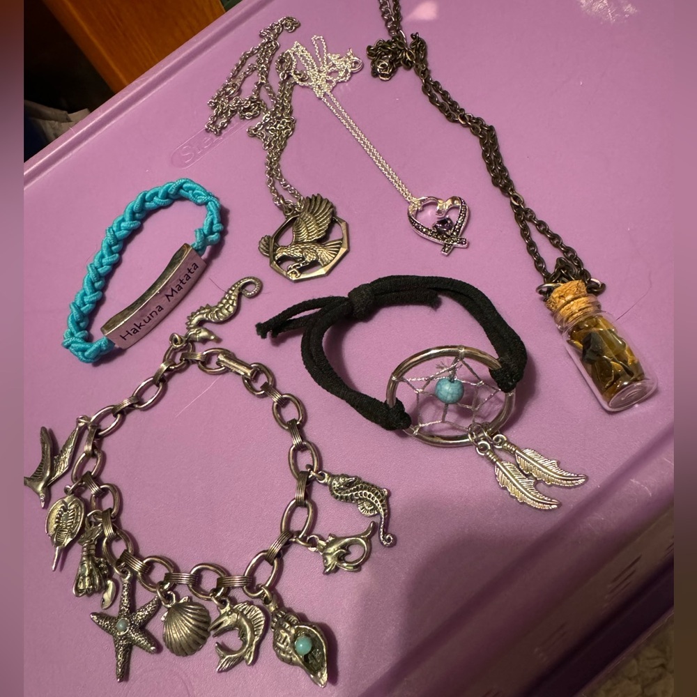 Disney, sea life, handmade, and other various bracelet and necklace set